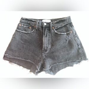 Abercrombie & Fitch Curve Love Shorts - Black Distressed High Rise Size 26 (2)